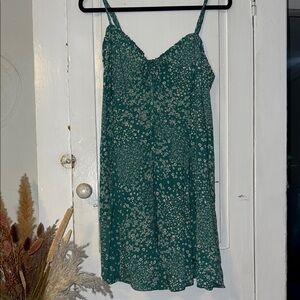 Green Floral Spaghetti Strap Dress